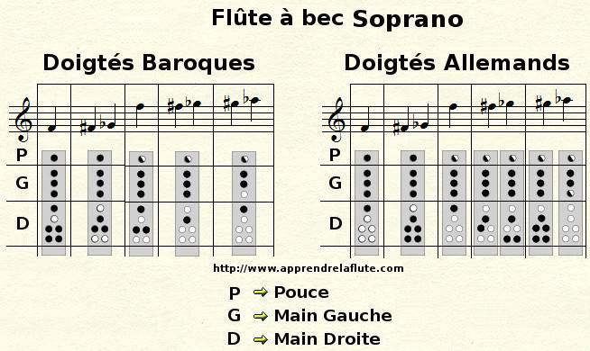 Principales différences entre les doigtés allemands et baroques